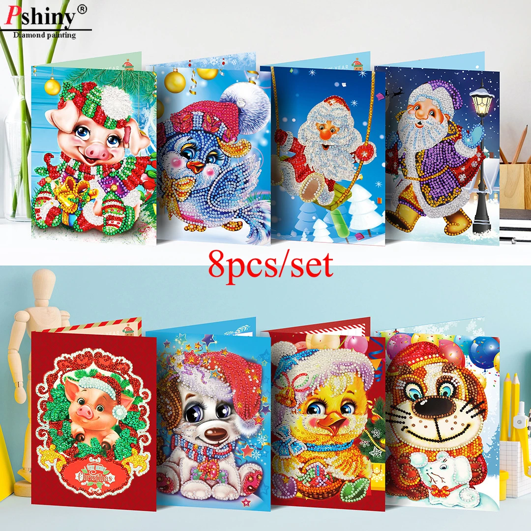 Pshiny 8 шт. алмазная живопись рождественские открытки сделай сам новая Алмазная