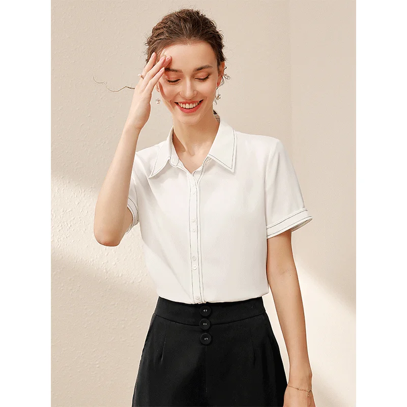 Шифоновая рубашка с коротким рукавом женская Свободная в Корейском стиле