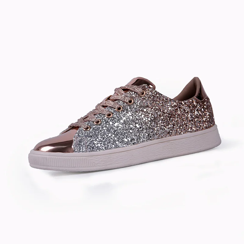 

Fashion Sequins Woman Sneakers Women Walking Shoes Flats Anti-slip Outdoor Girl Zapatos Mujer Round Toe Shiny Vulcanize Shoes