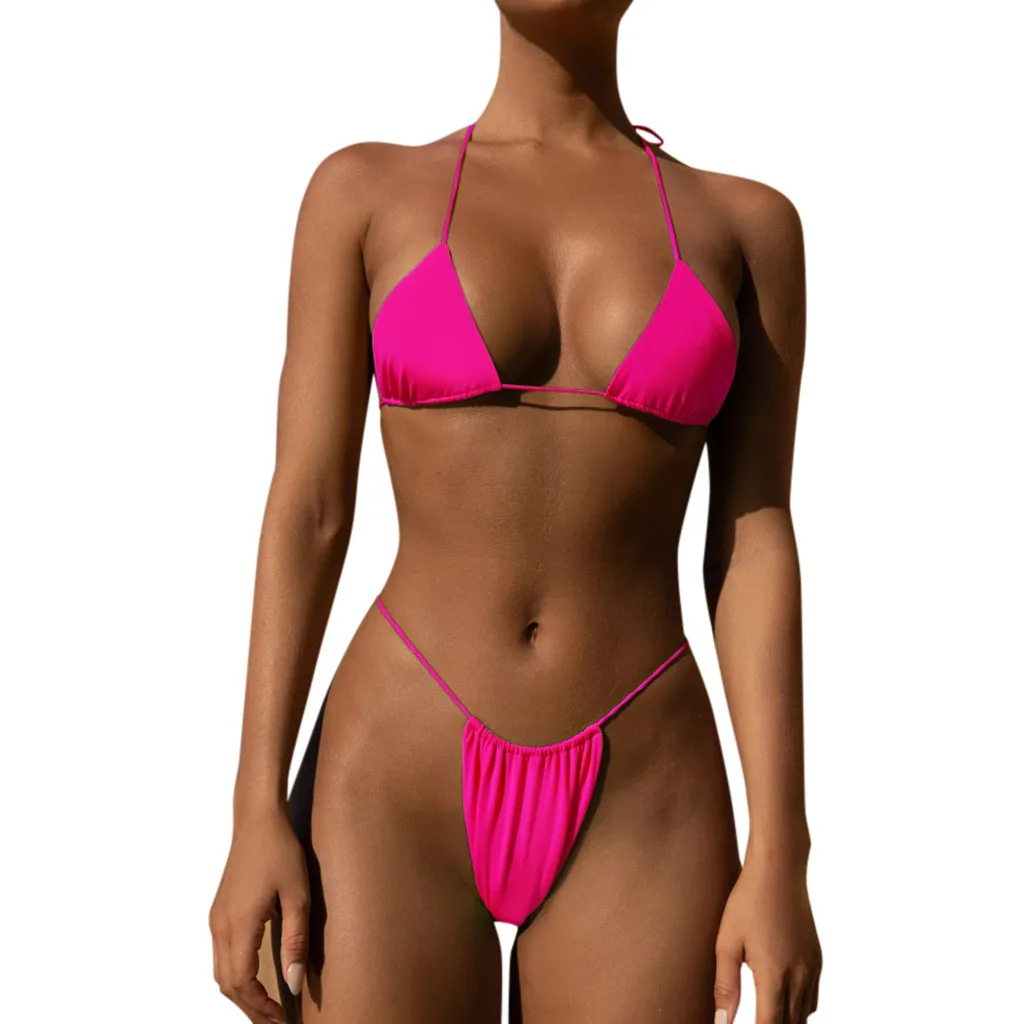 Купальник женский неоновый бандажный комплект бикини купальник пуш-ап пляжная