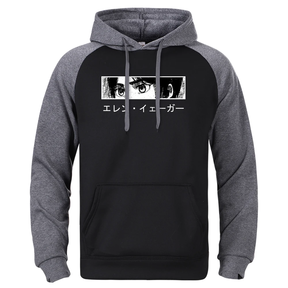 

Мужская толстовка с капюшоном Эрена, куртка оверсайз с индивидуальным принтом глаз, теплая флисовая Повседневная Толстовка с длинным рукав...