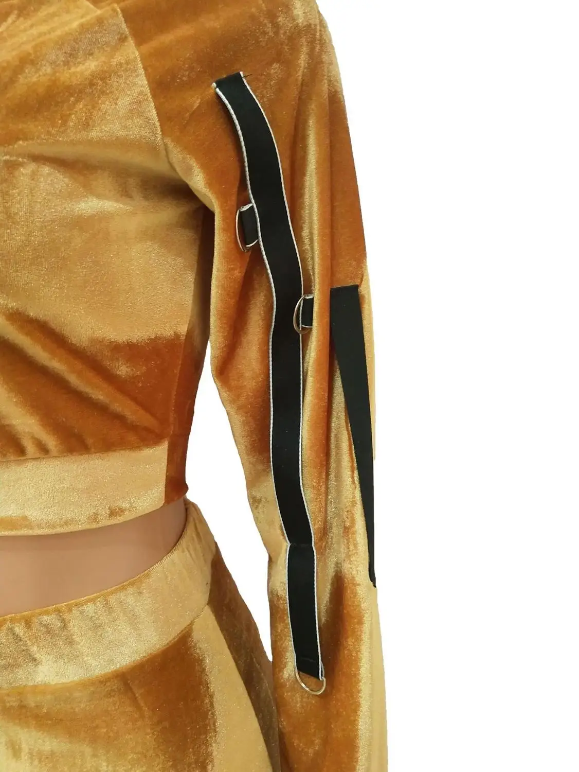 Женский бархатный комплект из двух предметов укороченный топ с длинными