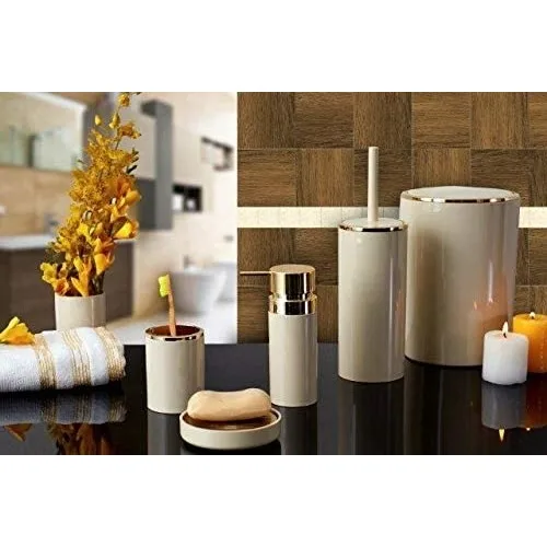 

Primanova Lenox Bathroom Set Beige Gold Framed 5'li