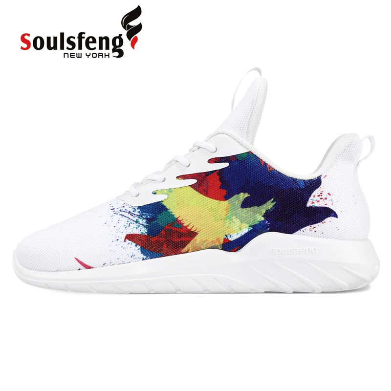 Soulsfeng  Men's Large Size Colorful Doodle Flying Eagle Sneakers Lightweight Non-slip  Women's Shock-absorbing Running Shoes