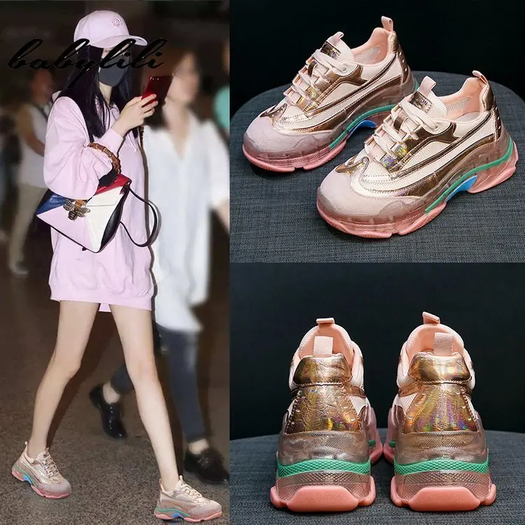 Женские массивные кроссовки вулканизированные женские модные кружевная корзина