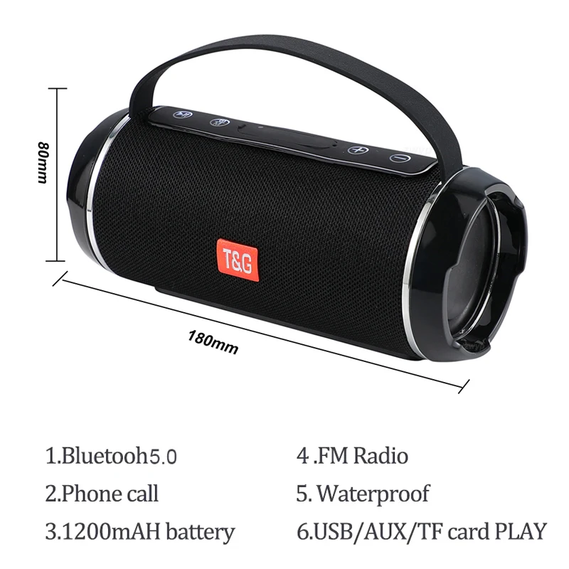 Уличная Bluetooth Колонка TG 116C 40 Вт сабвуфер TWS водонепроницаемый портативный