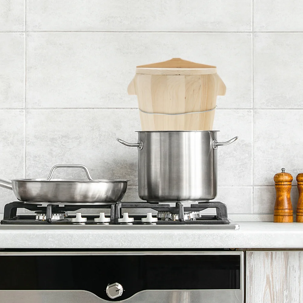 

1pc Wooden Steaming Rice Bucket Kitchen Tool Flat Lid Steamed Rice