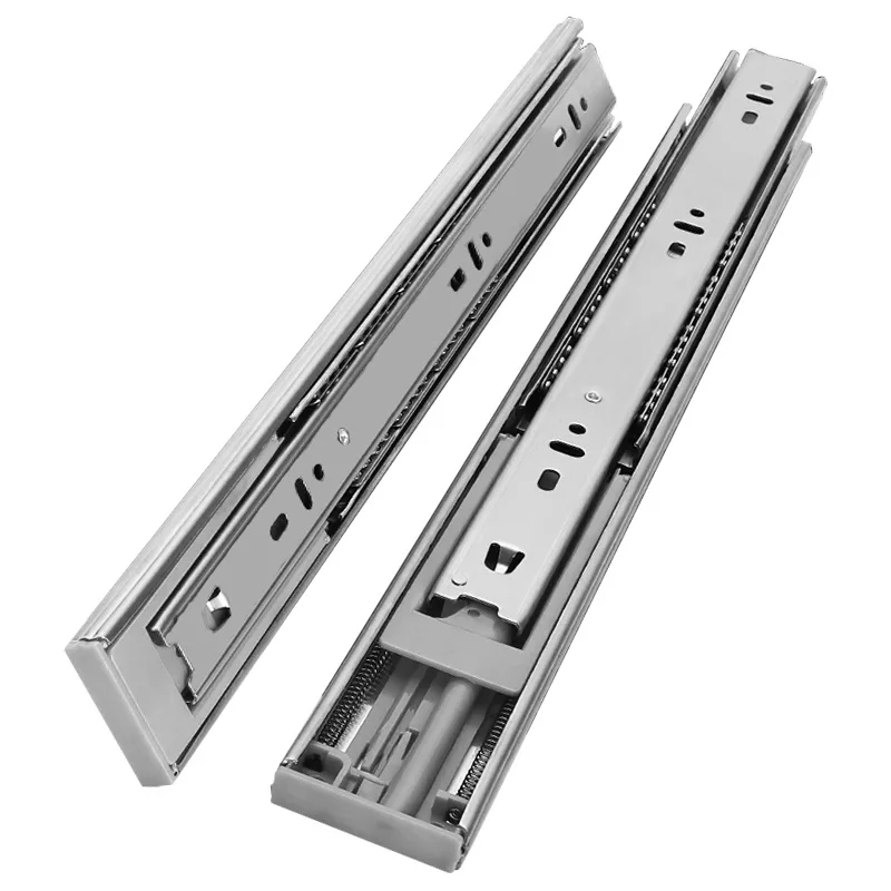 

10"-22" Stainless Steel Drawer Slides Soft Close Track Cushioned Silent Closing Three Section Sliding Rails Furniture Hardware