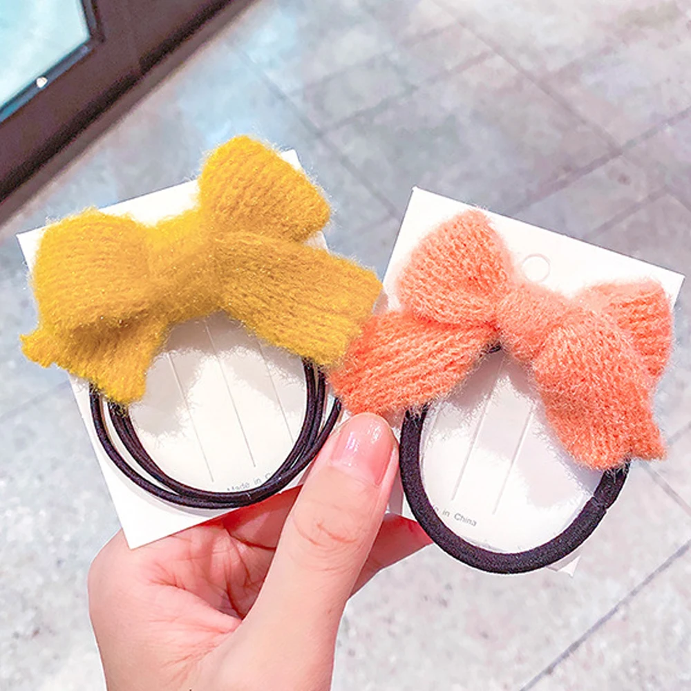 

8pcs\Set Autumn Winter Fluffy Hoop Bow Rope Floral Hair Barrettes Warm Clips Cute Sweet Girl Hair Tie Hair Accessories