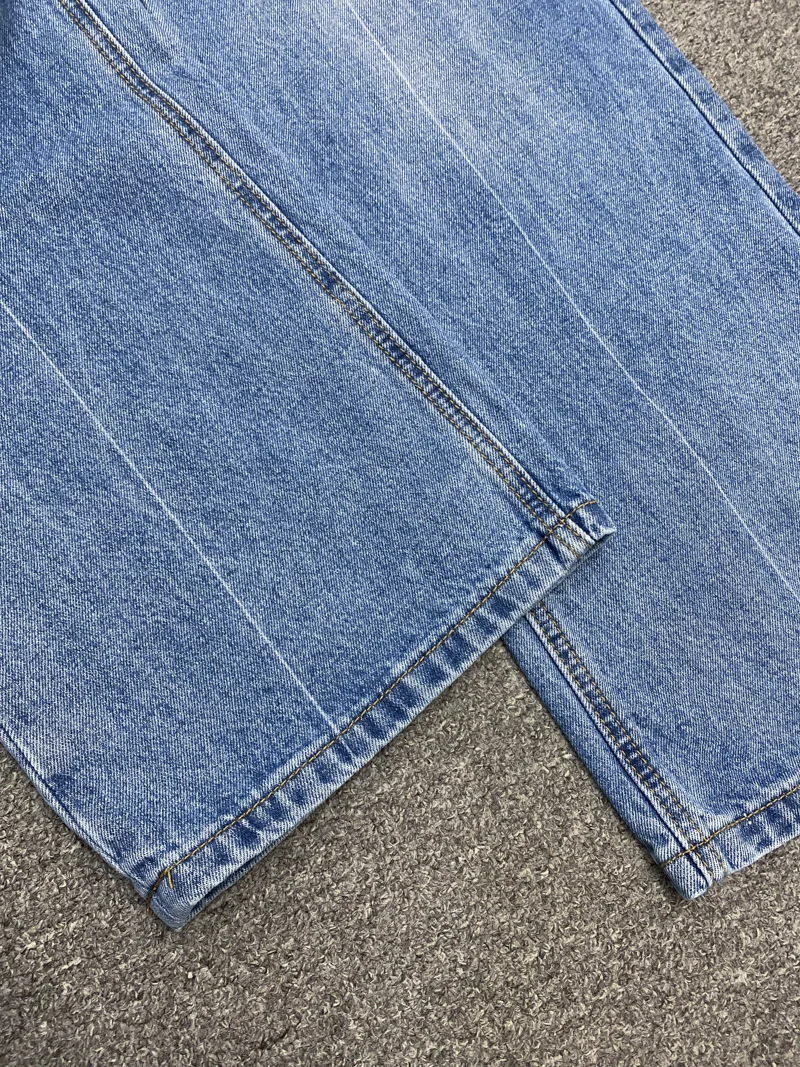 

Women's High Waist Straight Pants Washed Denim Blue Cotton Jeans Spring And Summer 2021