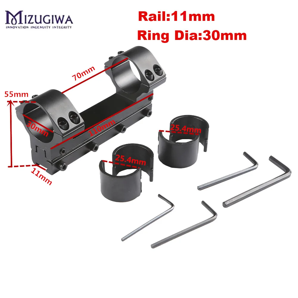 Rail11mm Ring30mm MIZUGIWA Тактический цельный плоский Топ 30 мм двойное кольцо выше профиля прицела 20 мм рис Рельс Пикатинни для пневматической винтовки - Цвет: Rail11mm Ring30mm