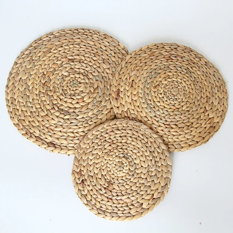 

1/2/3PCS Grass Weaving Table placemats for table mat Heat Insulation Non-Slip Drink Cup Coasters for glasses Hot pad Kitchen mat