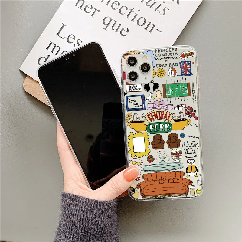 Central Perk Friends Phone Case for iPhone 12 mini 11 Pro Max X XR XS 6S 7 8 Plus SE 2020 Cover Transparent Soft Cases | Мобильные