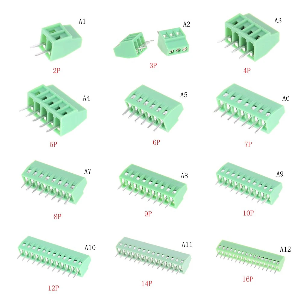

Green 1X 5.0mm Pitch PCB Spring Terminal Blocks Connector KF128 8P-16P KF128 Straight Pin Copper PCB Screw Terminals