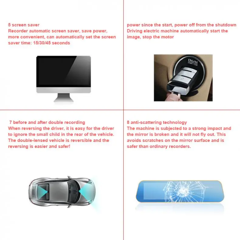 4 3 дюймов Двойной объектив Видеорегистраторы для автомобилей Камера Full HD 1080P 170