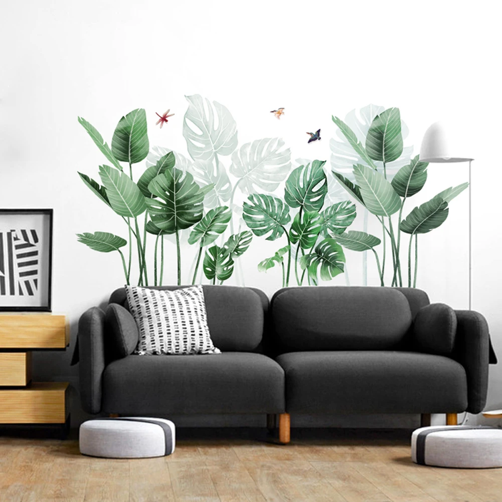

3d Wall Stickers Plant Removable Beautiful Green Plants Diy Large Leaf Art Decor Stickers For Home Decoration Crafts Tools