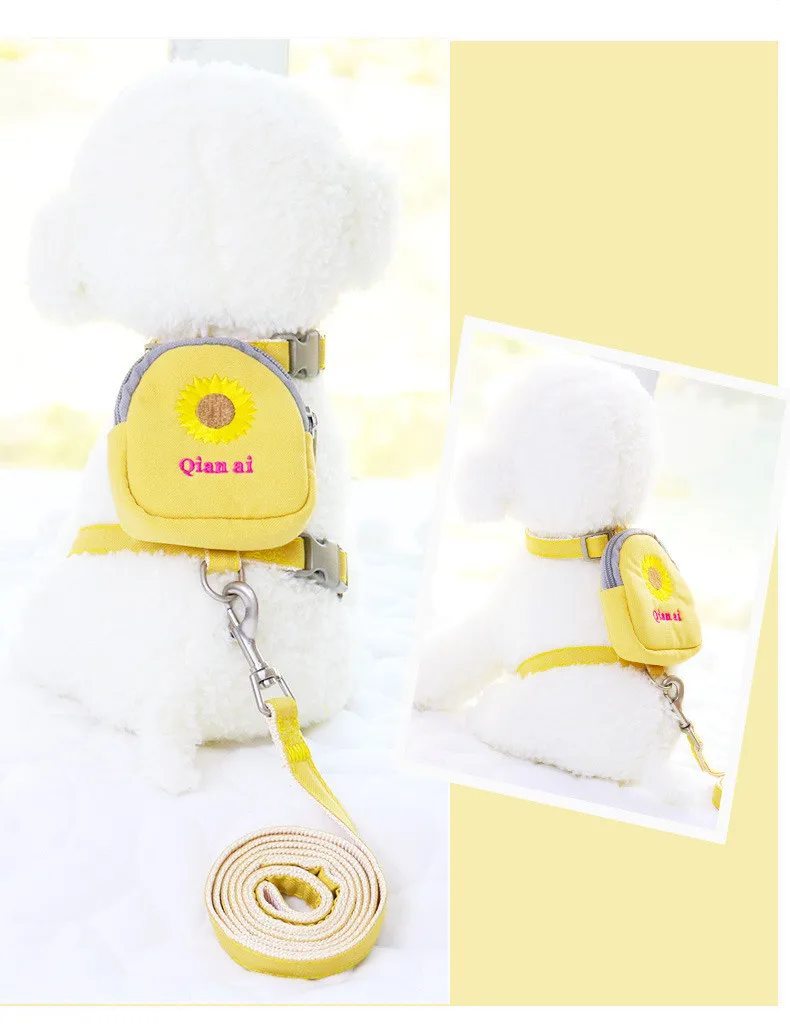 

Pet Backpack Teddy Bichon Rope Cat And Dog Breast Strap Dog Walking Rope Cat Supplies Dog Supplies Small Animals