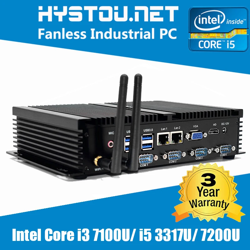 Intel Core i3 7100U промышленный Мини ПК Celeron 1037U Windows XP Win7 компьютер i5 3317U 4K HD RS232 X86 тонкий клиент i5 7200U