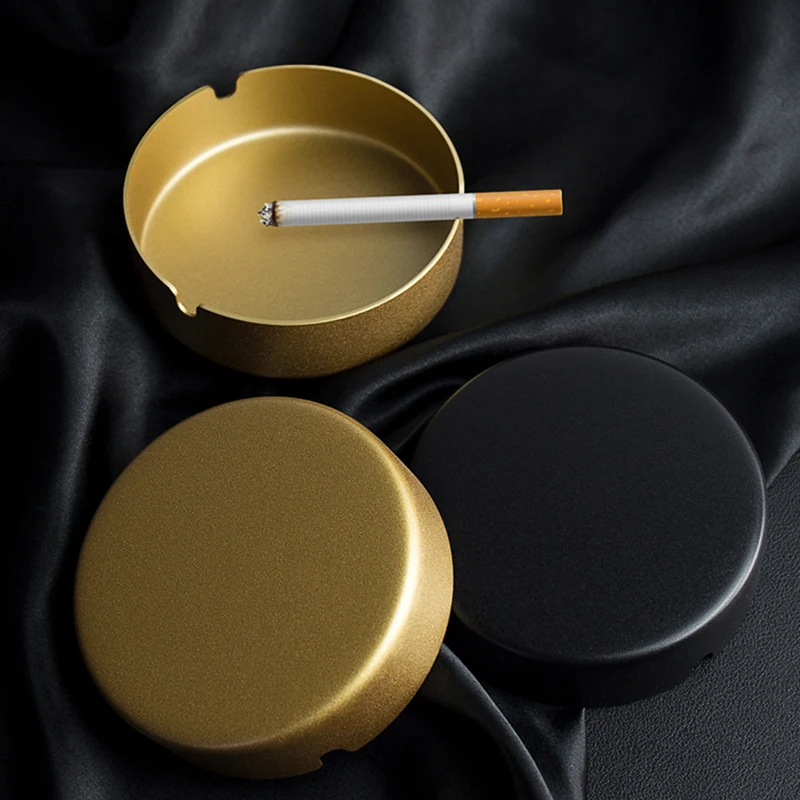 10 шт. Золотая/черная пепельница для курения с логотипом на заказ алюминиевая