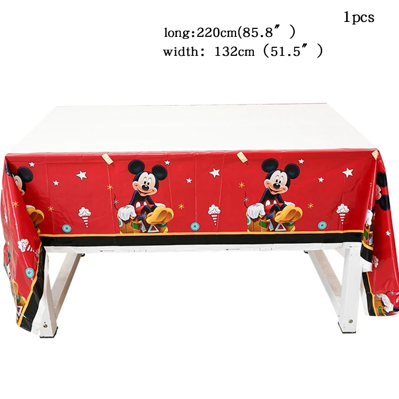 tablecloth-1pcs С Микки Маусом Мышь вечерние украшения дети были счастливы День рождения украшения Baby Shower вечерние принадлежности для детский праздничный костюм, комплект - Цвет: tablecloth-1pcs