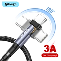 elough micro usb type c cable 3a fast charger for xiaomi poco x3 samsung usb c cable mobile phone data cord 180 rotation cable