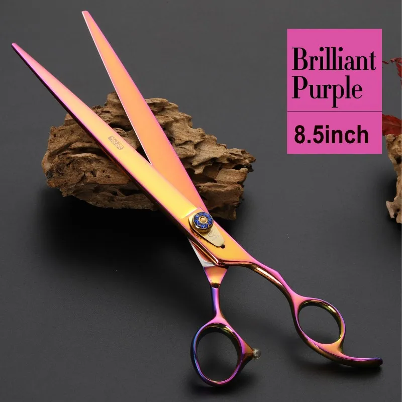 purple Fenice, 8,5 дюймов, профессиональные ножницы для домашних животных, ножницы для стрижки собак и кошек, прямые ножницы для ухода за домашними животными makas tesoura - Цвет: purple