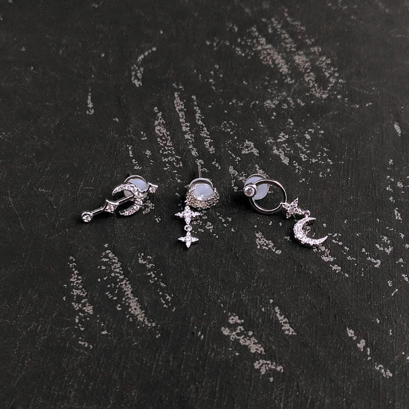 

MEIJI S925 Pure Silver Earring Star And Moon Pendant Halloween Earring Women Fashion Luxury Brand Jewelry Gifts For Girlfriend