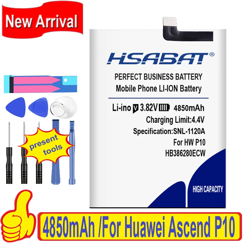 HSABAT 100% новый топовый бренд 4850 мАч аккумулятор для Huawei Ascend P10 HB386280ECW honor 9 STF L09 AL10 AL00