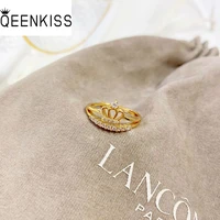 qeenkiss rg5143 fine jewelry wholesale fashion woman girl birthday wedding gift vinge crown aaa zircon 24kt gold resizable ring
