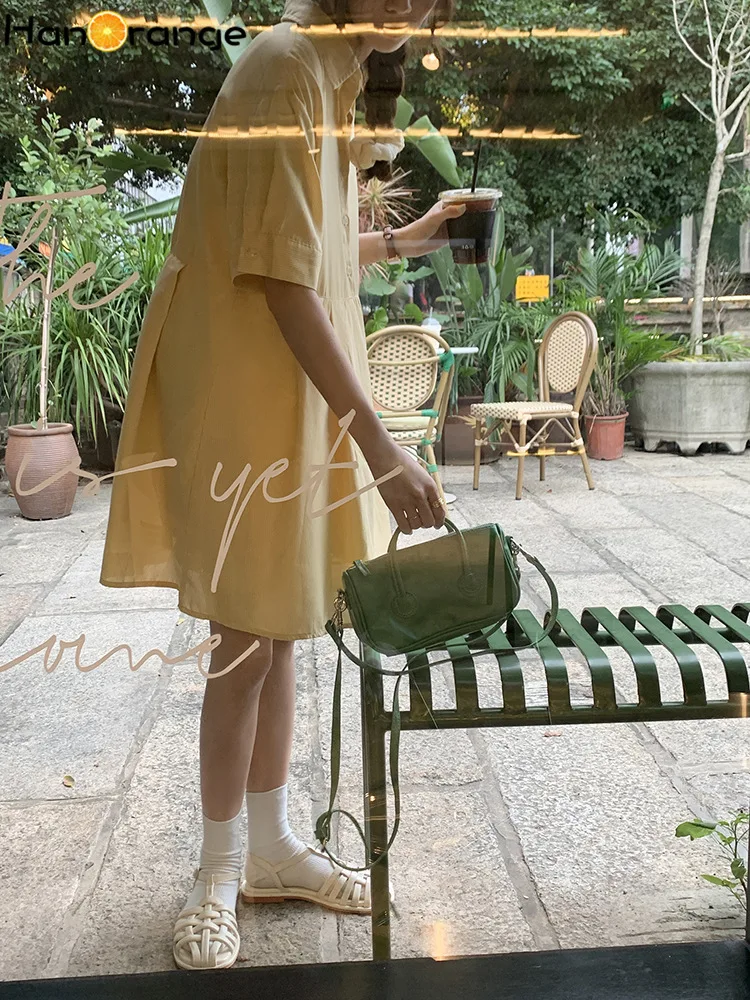 

Striped Shirt Dress Women 2021 Summer BF Style Loose Age-reducing Dress Cute Bear Embroidery