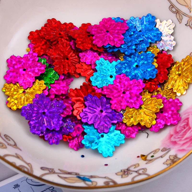 

100pcs 17mm Calabash Flake Loose sequins Mixed color Paillettes Sewing Wedding Craft Women costume DIY Lentejuelas Accessories