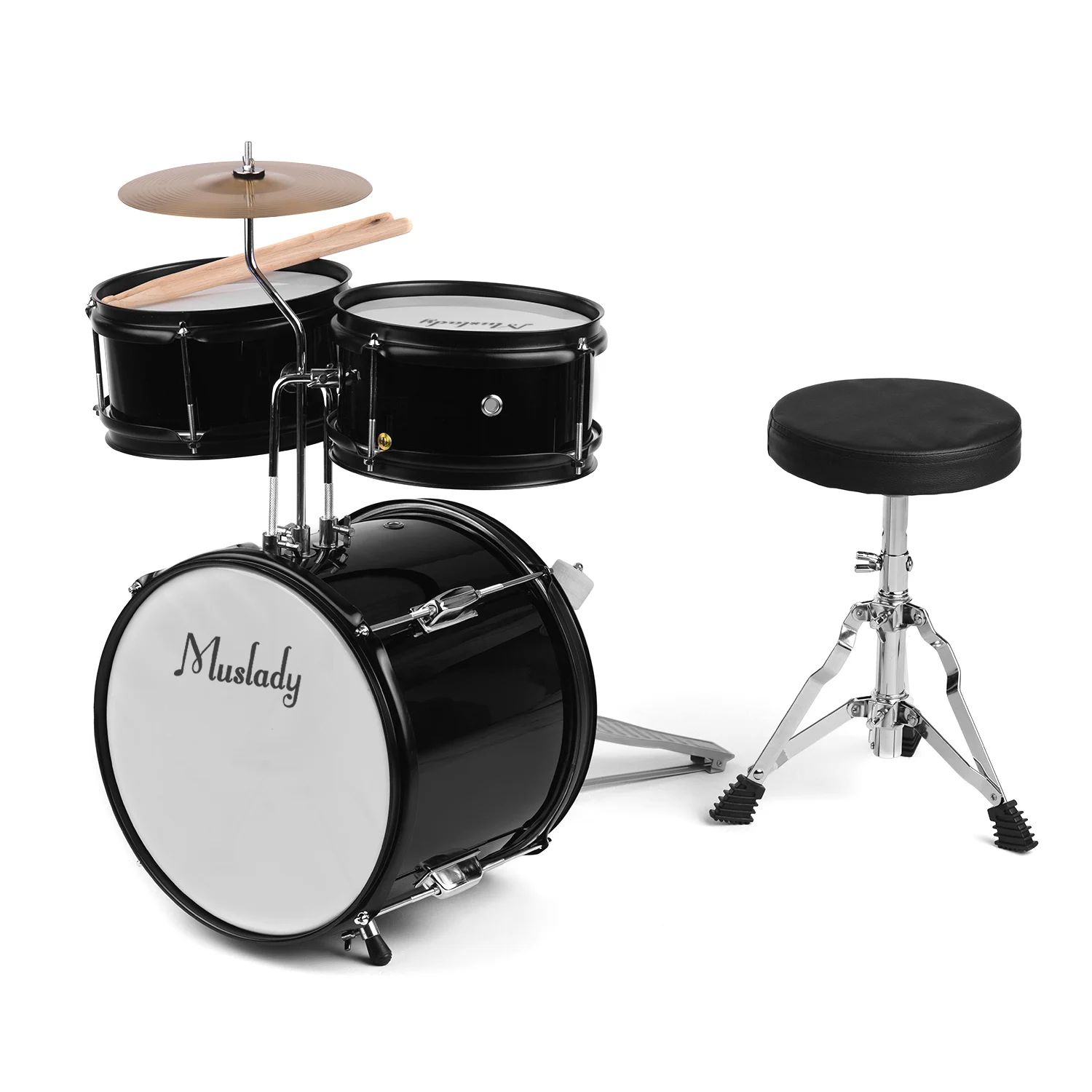 

Kids Children Junior Beginners 3-Piece Drum Set Drums Kit Percussion Musical Instrument with Cymbal Drumsticks Adjustable Stool