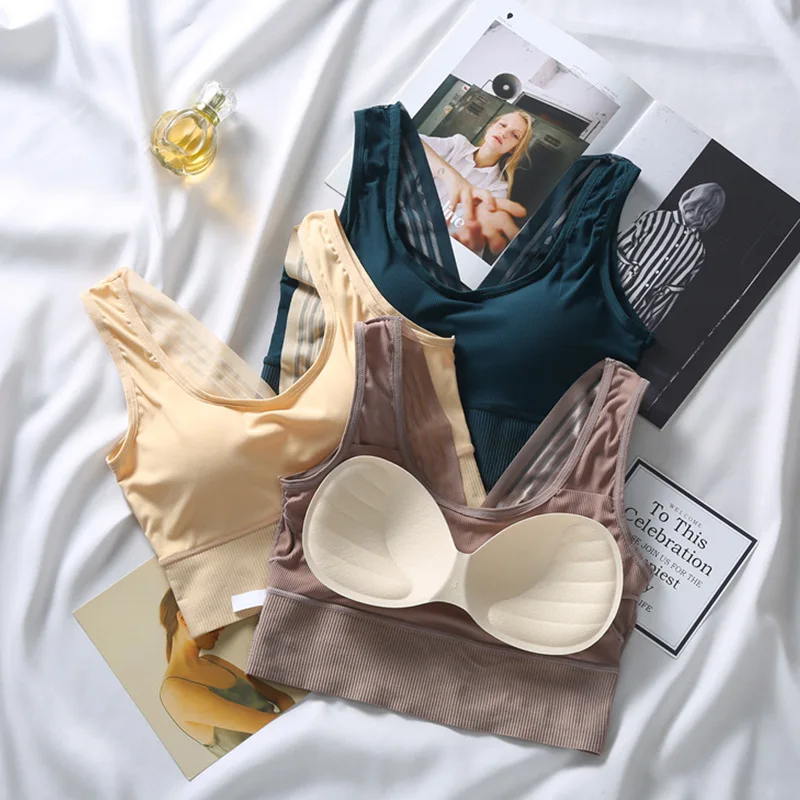 

2021 Women Lace Bras Sports Bras Tops Seamless Fitness Push Up Padded Bralette Female Lingerie Wire Free Sleeping Brassiere
