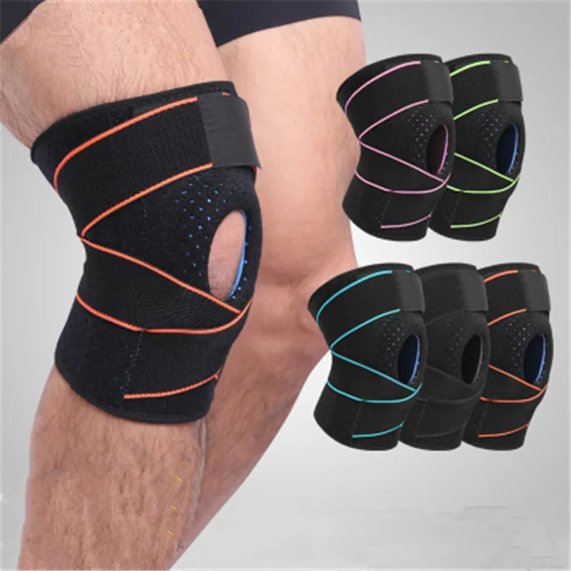 

Регулируемый спортивный компрессионный бандаж эластичные наколенники для бега портативный фитнес баскетбольный Теннис дышащий наколенни...