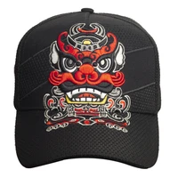 mens and womens personalized baseball cap chinese style trucker snapback hat cotton bone lion totem embroidery