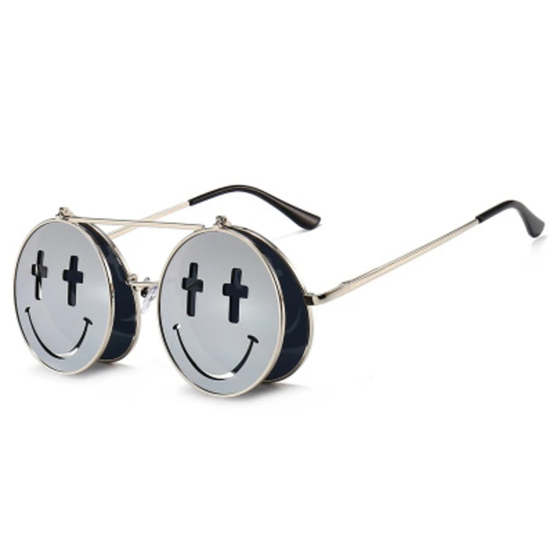 Ретро Металлические Круглые Солнцезащитные очки Smile для мужчин 2020 Роскошные