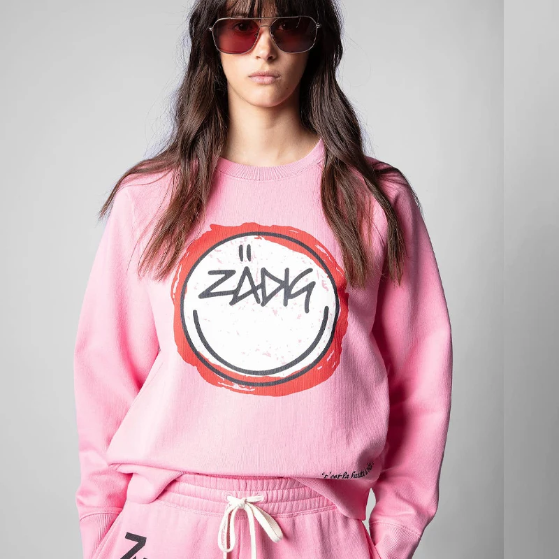 

2021 New Letter Embroideried Sweatshirt Women O-neck Casual 100% Cotton Long Sleeve Pullover Loose Lady Top Clothing