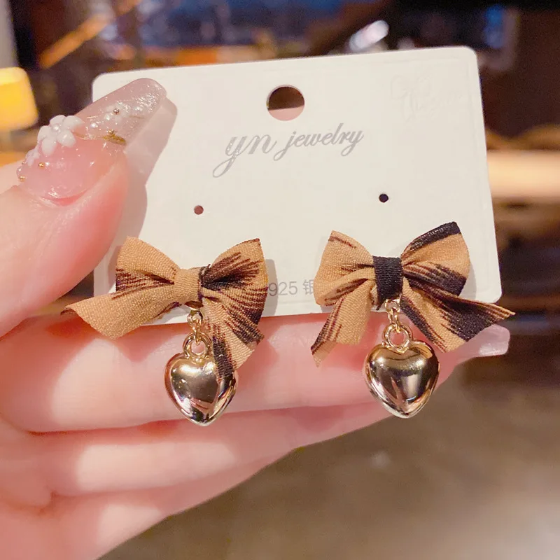 

YAOLOGE 2021 Trend New Brown Bowknot Drop Earrings Elegant Alloy Earrings For Women Party Gift Fashion Jewelry Wholesale Brinco