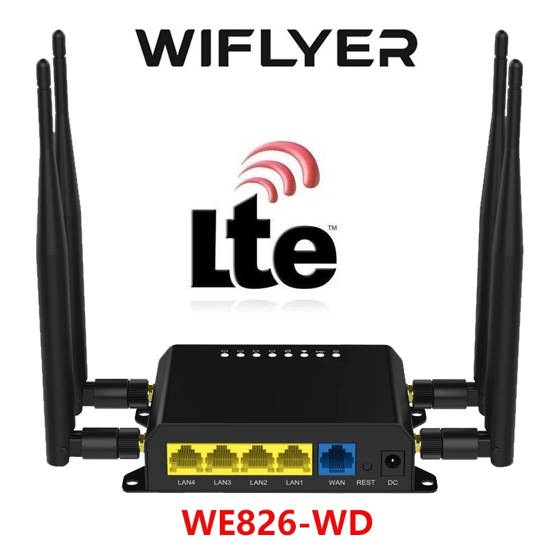 Wiflyer WE826-WD 3G 4G WiFi Router 2.4G Home Wifi Router 4G Modem Sim Card Slot Wifi Amplifier 16MB+128MB 300Mbps Openwrt router