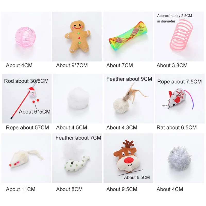 Christmas Pet Cat Toy Set Funny Ball Socks Creative Assorted Interactive Play for Kittens | Дом и сад