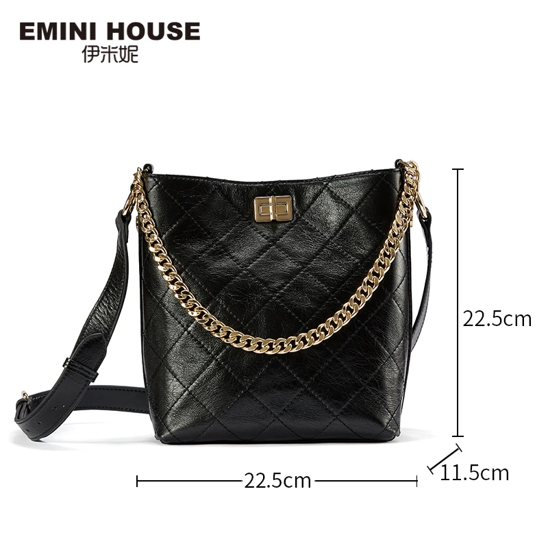 EMINI HOUSE масло воск Алмазная решетка сумка-мешок натуральная кожа широкий ремень