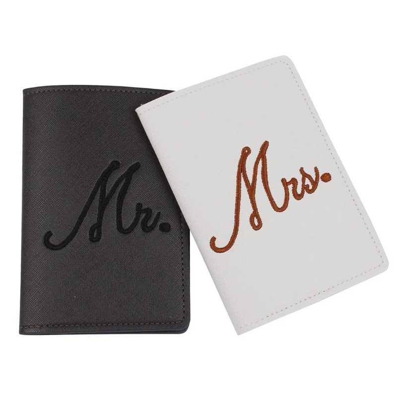 

Mr and Mrs PU Leather Bride Groom Passport Covers Holder Card Protector Case Organizer for Wedding Couples Travel Accessories