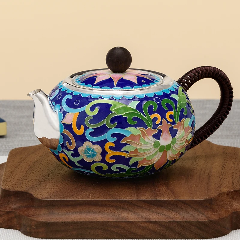 Silver Teapot Pure 999 Hand Made Cloisonne Medium Old Retro Style Home Tea Set | Дом и сад