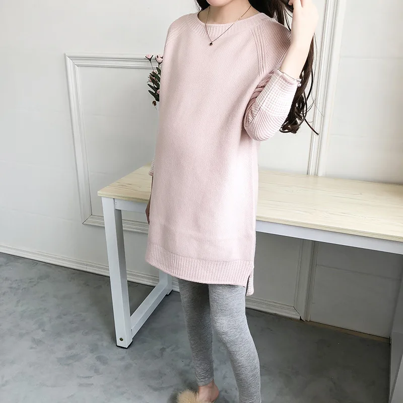 

Outwear Maternity Autumn Winter Sweater O-Neck Pullover Knit Sweater Large Size Loose Long Sleeves Women Tops Pregnancy Sweater