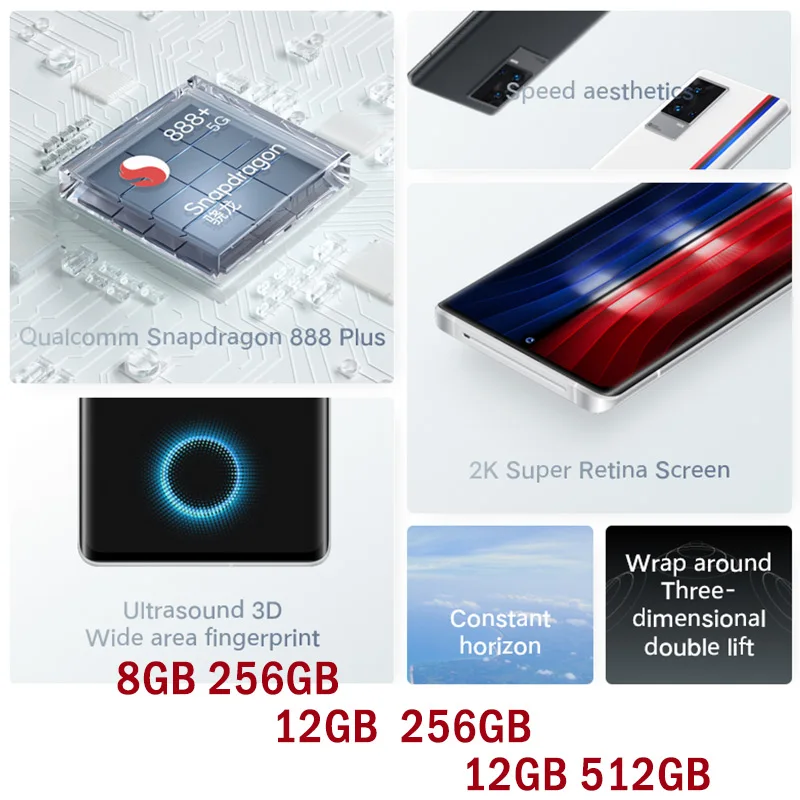 original vivo iqoo 8 pro 5g snapdragon 888 plus smartphone 120w fast charging amoled 120hz google play 50mp 12gb ram 512gb rom free global shipping