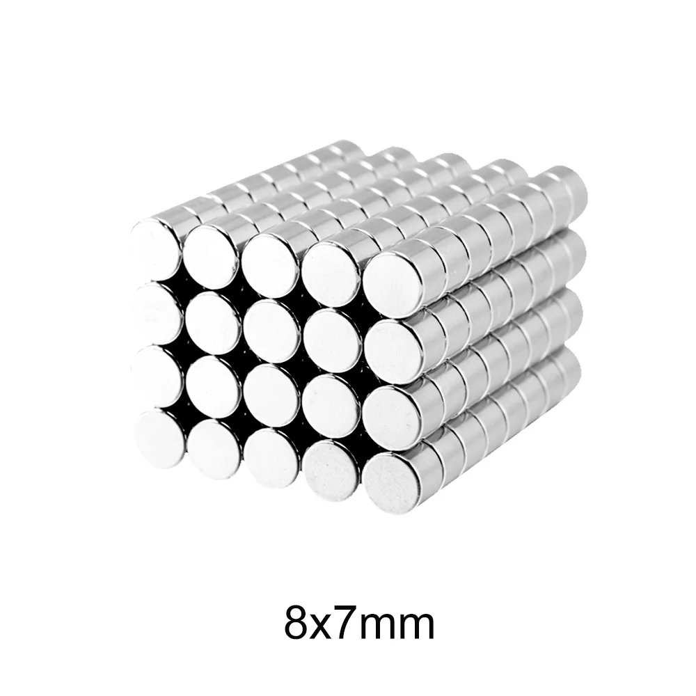 10~160PCS 8x7 mm Small Round Strong Cylinder Rare Earth Magnet disc 8mm x 7mm Neodymium 8x7mm Permanent magnet 8*7 | Обустройство