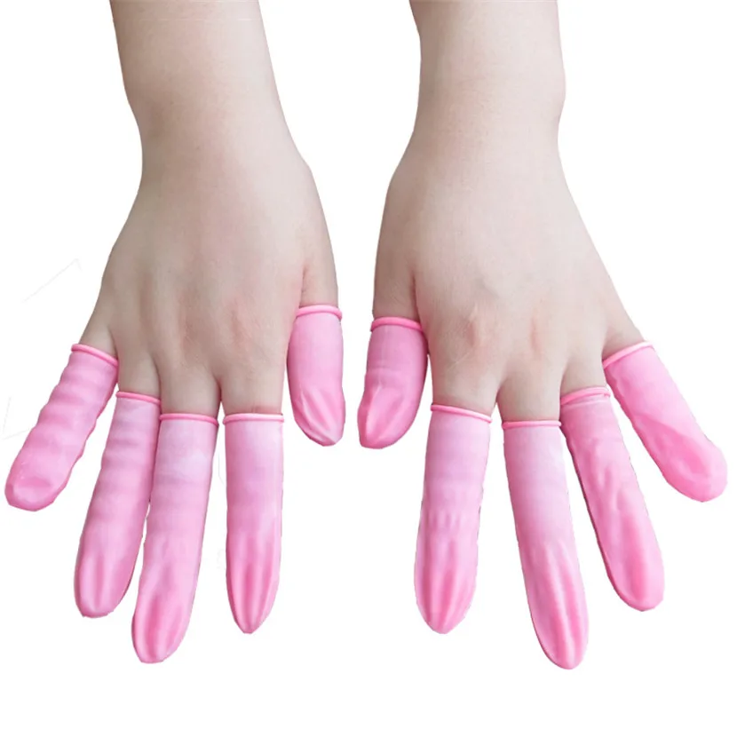 

100pcs Latex Finger Cots Manicure Work Gloves Anti-slip Antistatic Latex Fingertip Fingers Protection Disposable Rubber Covers