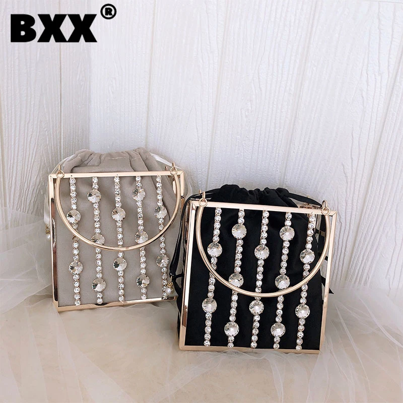 

[BXX] Женская новая роскошная сумка с металлическими полыми бриллиантами Mini Sauqre, индивидуальные универсальные клатчи, вечерние сумки, модные ...