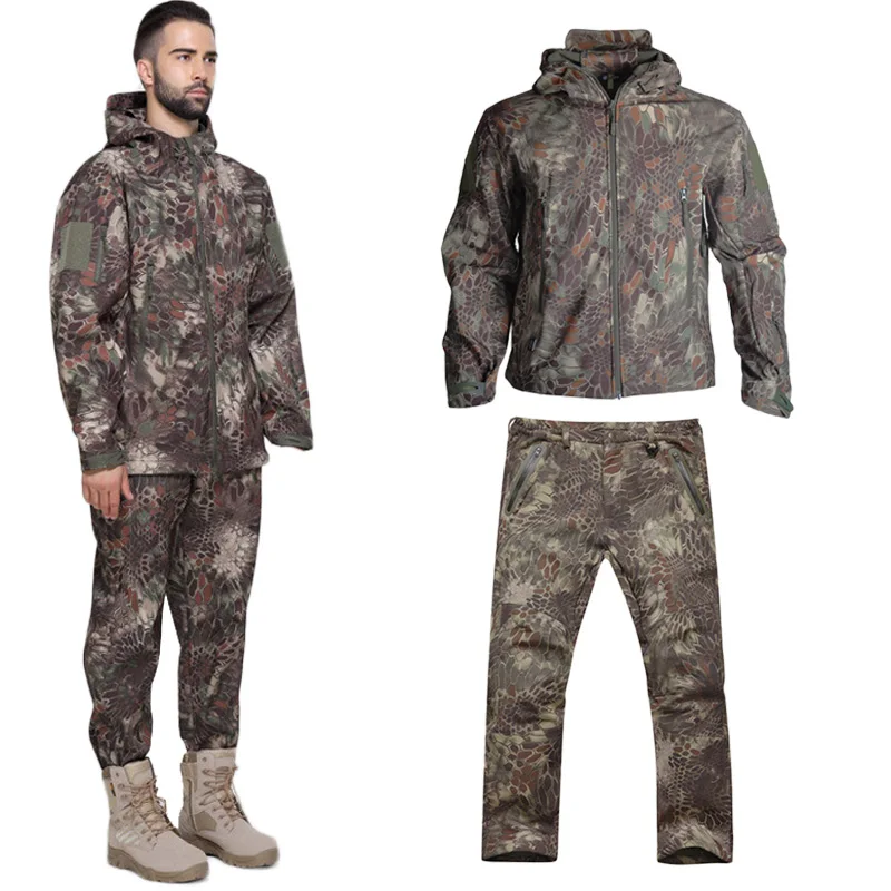 Мужские тактические охотничьи куртки TAD 4 0 флисовые из софтшелла камуфляжная