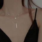 Многослойное ожерелье-чокер для женщин 2021 корейская мода кристалл геометрический кулон цепочка ожерелье аксессуары ювелирные изделия подарок KBN061
